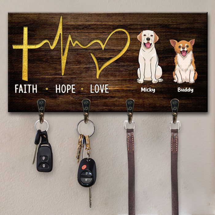 Porte-clés personnalisé Faith Hope Love - Cadeau pour les amoureux des animaux