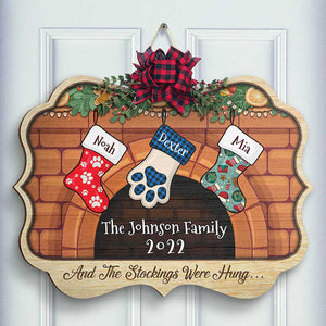 Bas de Noël à suspendre - Plaque de porte personnalisée
