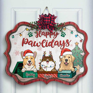 Pet In The Christmas Gift Box - Personalized Shaped Door Sign.