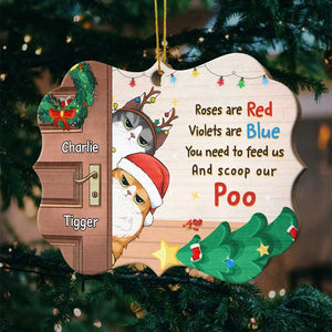 Naughty Cats Behind The Door - Personalized Shaped Ornament.