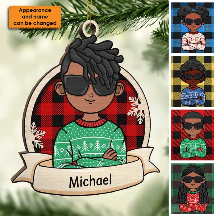 Cool Kids Celebrate Christmas - Personalized Shaped Ornament.