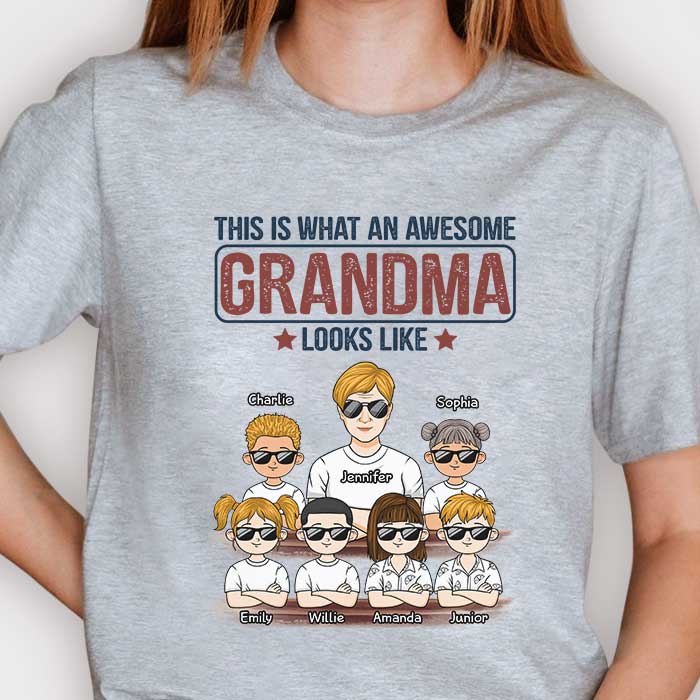 Voici à quoi ressemble une grand-mère géniale - T-shirt unisexe personnalisé, sweat à capuche, sweat-shirt - Cadeau pour grand-mère, grands-parents