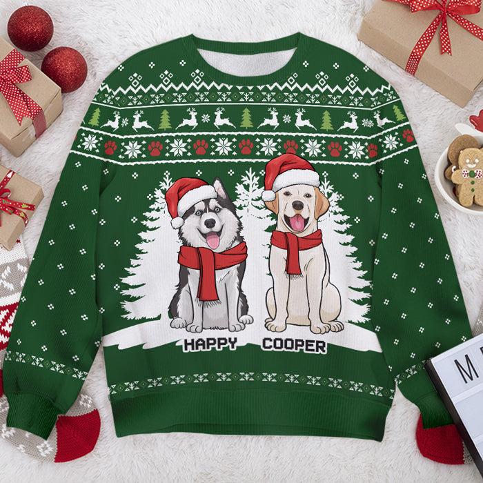 Joyeux Noël, humain ! Sweat-shirt de Noël unisexe personnalisé, en laine, imprimé intégral ! Cadeau pour les amoureux des chiens et des animaux.