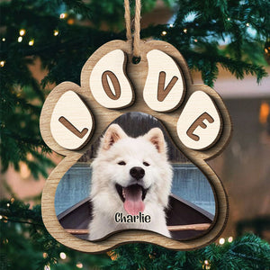 Noël approche - Décoration de Noël personnalisée en bois à 2 couches en forme de patte - Cadeau pour les amoureux des animaux, cadeau de Noël