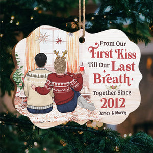Du premier baiser au dernier souffle - Décoration de Noël en bois personnalisée en forme de Benelux - Cadeau pour couple, mari et femme, anniversaire, fiançailles, mariage, cadeau de mariage, cadeau de Noël