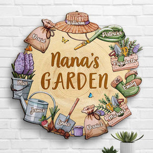 Jardin de grand-mère - Panneau en bois personnalisé - Cadeau pour grand-mère et grands-parents