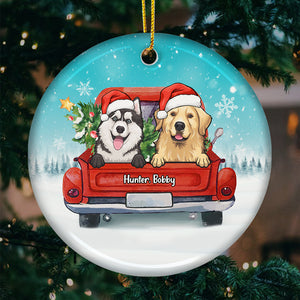 Je vous souhaite de joyeuses fêtes ! Décoration de Noël ronde en céramique personnalisée - Cadeau pour les amoureux des animaux, cadeau de Noël