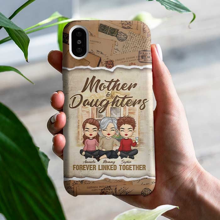 Mère et filles unies – Cadeau pour maman, coque de téléphone personnalisée