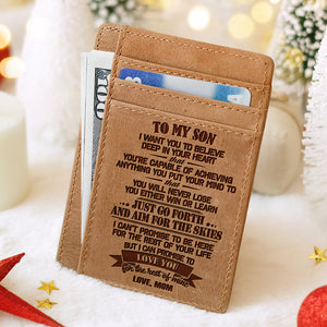 À mon fils, je veux que tu croies au plus profond de ton cœur - Porte-cartes - À mon fils, cadeau pour fils, cadeau de maman pour fils, cadeau d'anniversaire pour fils, cadeau de Noël
