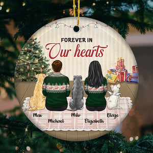 Pour toujours dans nos cœurs, pour toujours aimé - Décoration de Noël ronde personnalisée en céramique - Cadeau commémoratif, cadeau de condoléances, cadeau de Noël