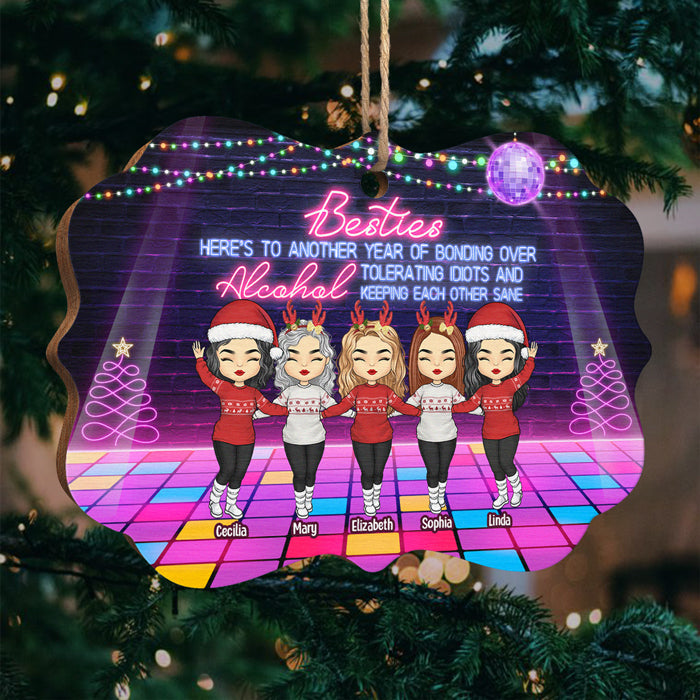 Meilleures amies, une nouvelle année de complicité autour de l'alcool - Décoration de Noël en bois personnalisée en forme de Benelux - Cadeau pour meilleure amie, meilleure amie, sœur, cadeau d'anniversaire pour meilleure amie et amie, cadeau de Noël