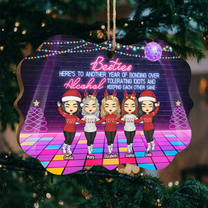 Meilleures amies, une nouvelle année de complicité autour de l'alcool - Décoration de Noël en bois personnalisée en forme de Benelux - Cadeau pour meilleure amie, meilleure amie, sœur, cadeau d'anniversaire pour meilleure amie et amie, cadeau de Noël