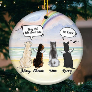 Ils parlent encore de toi - Décoration de Noël ronde personnalisée en céramique - Cadeau commémoratif, cadeau de condoléances, cadeau de Noël