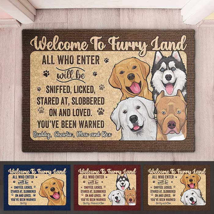 Bienvenue au pays des fourrures, vous avez été prévenu ! Tapis décoratif personnalisé ! Cadeau pour les amoureux des chiens, propriétaires de chiens, cadeau pour chien, cadeau pour les amoureux des animaux