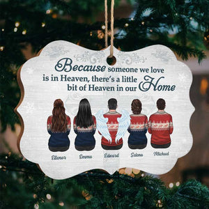 There‚s A Little Bit Of Heaven In Our Home - Personalized Custom Benelux Shaped Wood Christmas Ornament - Memorial Gift, Sympathy Gift, Christmas Gift