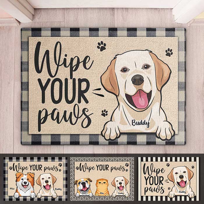 Essuyez vos pattes - Tapis décoratif personnalisé - Cadeau pour les amoureux des animaux, les propriétaires d'animaux, cadeau pour animaux