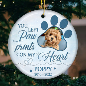Tu as laissé des empreintes de pattes sur nos cœurs - Décoration de Noël personnalisée en céramique en forme de Benelux - Télécharger une image, un cadeau commémoratif, un cadeau de condoléances, un cadeau de Noël