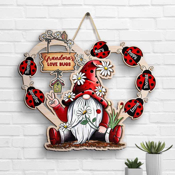 Grandma's Love Bugs - Panneau en bois personnalisé - Cadeau pour grand-mère et grands-parents