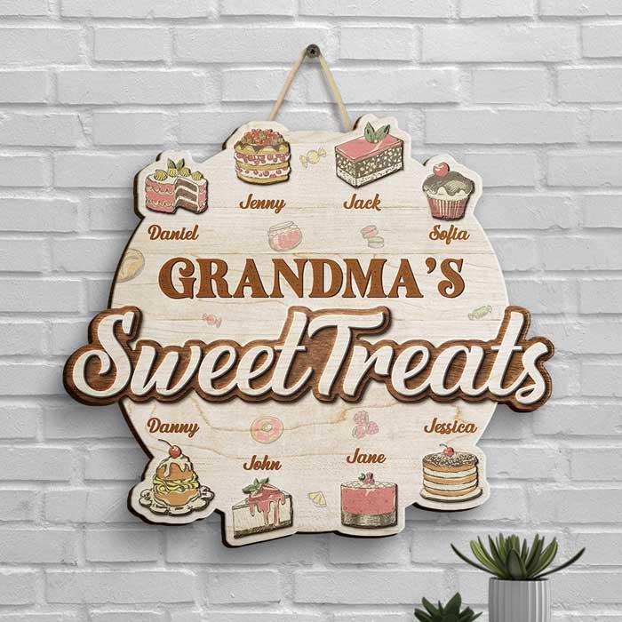 Les douceurs de grand-mère - Panneau en bois personnalisé - Cadeau pour grand-mère et grands-parents