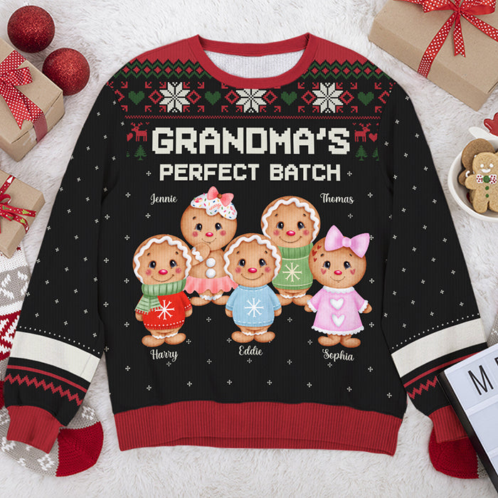 Le lot parfait de grand-mère - Sweat-shirt moche personnalisé pour la famille - Pull en laine unisexe - Cadeau de Noël pour grand-mère et grands-parents