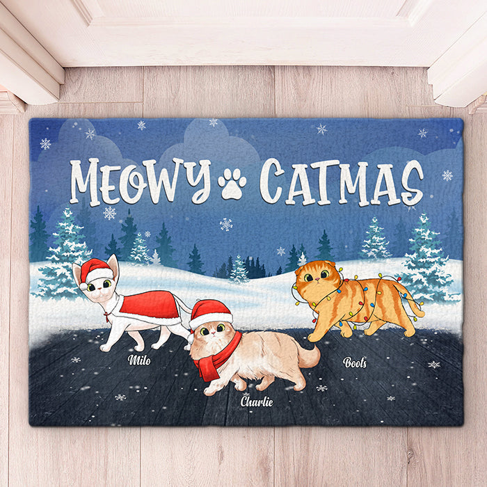 Joyeux Noël, sale animal ! Tapis décoratif personnalisé pour chat ! Cadeau de Noël pour les propriétaires et les amoureux des animaux.