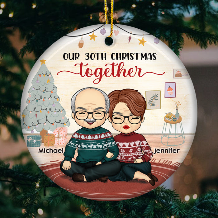 Un autre joyeux Noël ensemble - Décoration de Noël ronde personnalisée en céramique - Cadeau pour couple, mari et femme, anniversaire, fiançailles, mariage, cadeau de mariage, cadeau de Noël