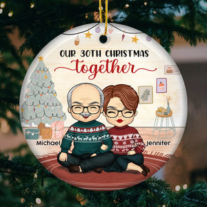 Un autre joyeux Noël ensemble - Décoration de Noël ronde personnalisée en céramique - Cadeau pour couple, mari et femme, anniversaire, fiançailles, mariage, cadeau de mariage, cadeau de Noël