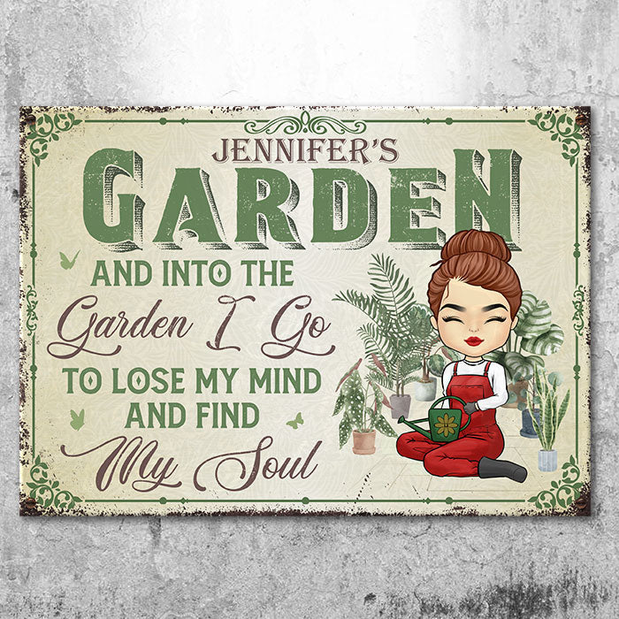 Jardin où je peux me perdre quand j'ai besoin de me retrouver - Panneau en métal personnalisé pour jardin - Cadeau pour les amateurs de jardinage