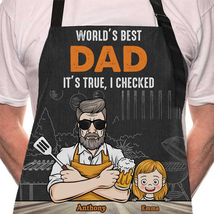 Meilleur papa du monde - Tablier personnalisé - Cadeau pour papa, grand-père