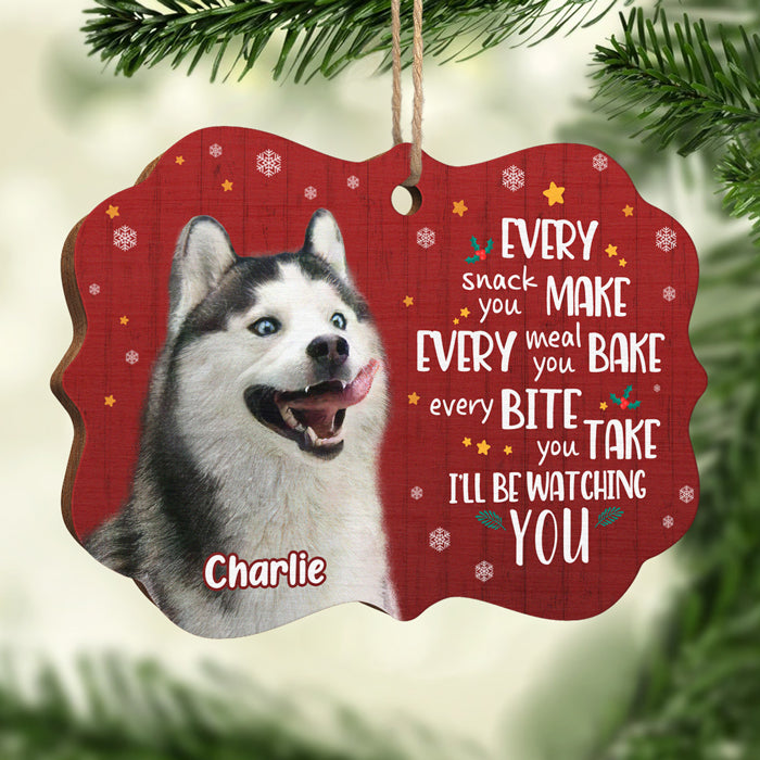 Je te surveillerai - Décoration de Noël personnalisée en bois avec photo en forme de Benelux - Télécharger une image, cadeau pour les amoureux des animaux, cadeau de Noël