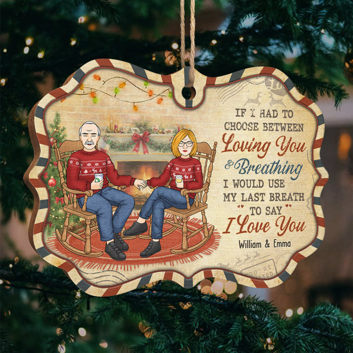 J'utiliserais mon dernier souffle pour dire je t'aime - Décoration de Noël en bois personnalisée en forme de Benelux - Cadeau pour couple, mari, femme, anniversaire, fiançailles, mariage, cadeau de mariage, cadeau de Noël