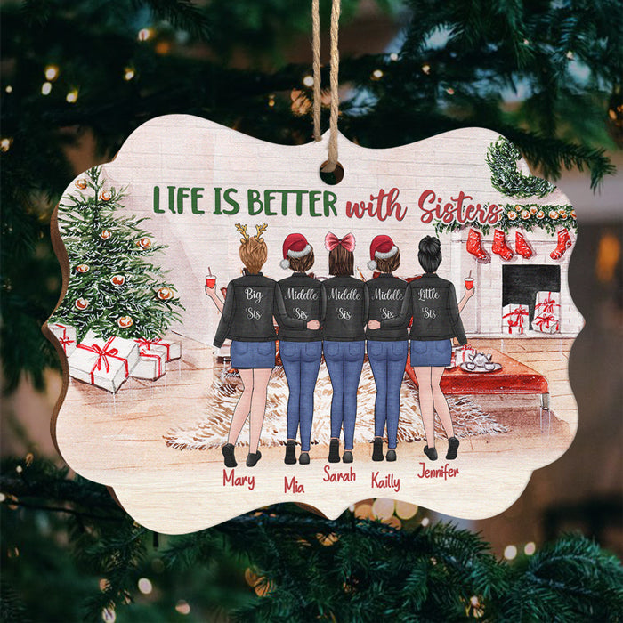 La vie est toujours meilleure avec des sœurs - Décoration de Noël en bois personnalisée en forme de Benelux - Cadeau pour meilleure amie, meilleure amie, sœur, cadeau d'anniversaire pour meilleure amie et amie, cadeau de Noël