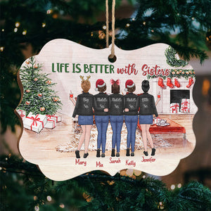 La vie est toujours meilleure avec des sœurs - Décoration de Noël en bois personnalisée en forme de Benelux - Cadeau pour meilleure amie, meilleure amie, sœur, cadeau d'anniversaire pour meilleure amie et amie, cadeau de Noël