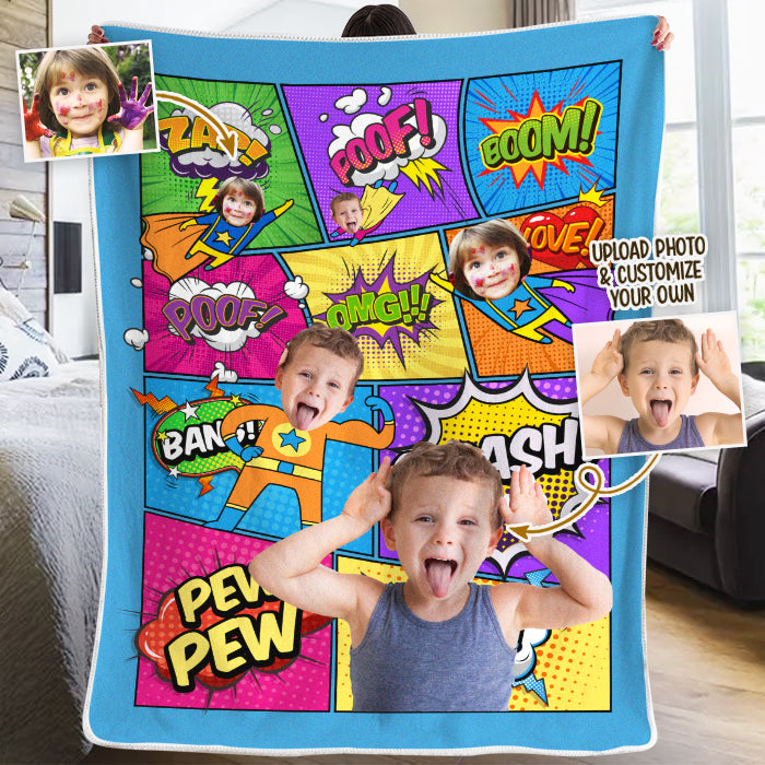Super Héros - Couverture personnalisée - Télécharger une image, Cadeau pour la famille, Cadeau de Noël