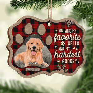 Favorite Hello And Hardest Goodbye - Personalized Custom Benelux Shaped Wood Photo Christmas Ornament - Upload Image, Memorial Gift, Sympathy Gift, Christmas Gift