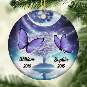 Vos ailes étaient prêtes, mais nos cœurs ne l'étaient pas - Décoration de Noël ronde personnalisée en céramique - Cadeau commémoratif, cadeau de condoléances, cadeau de Noël