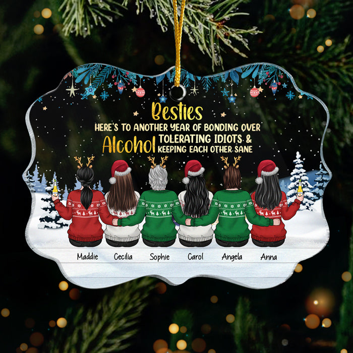 Voici une autre année de liens autour des idiots tolérants à l'alcool - Décoration de Noël personnalisée en acrylique en forme de Benelux - Cadeau pour meilleure amie, meilleure amie, sœur, cadeau d'anniversaire pour meilleure amie et amie, cadeau de Noël