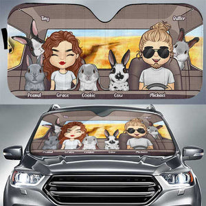 Voyage en famille avec un lapin - Pare-soleil de voiture personnalisé - Cadeau pour couple, mari et femme