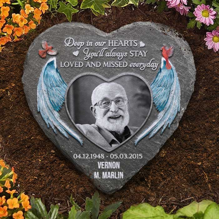 Tu resteras toujours aimé et nous manquerons chaque jour - Pierre commémorative personnalisée, pierre tombale humaine - Télécharger une image, cadeau commémoratif, cadeau de sympathie
