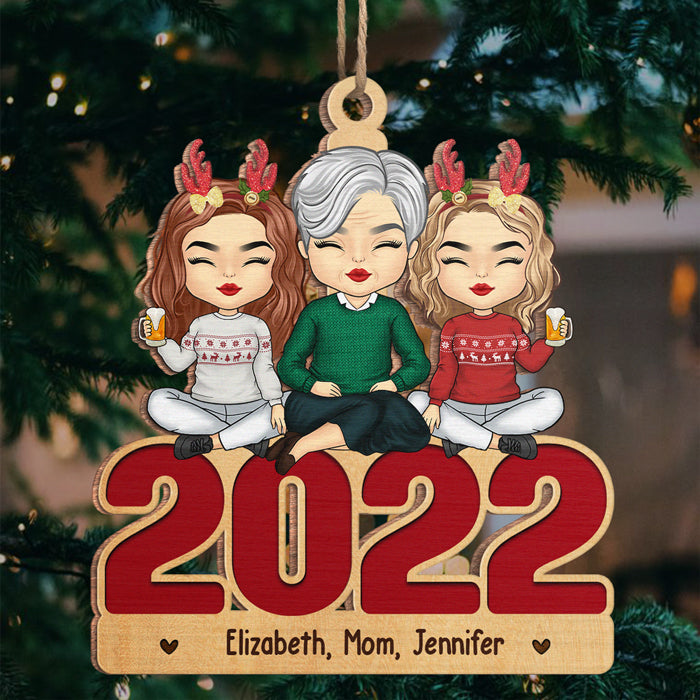 Créez des souvenirs de Noël ensemble - Ornement personnalisé en famille - Forme unique en bois - Cadeau de Noël pour fille de la part de maman