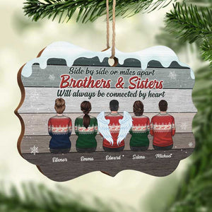 Brothers & Sisters Will Always Be Connected By Heart - Personalized Custom Benelux Shaped Wood Christmas Ornament - Gift For Siblings, Christmas Gift
