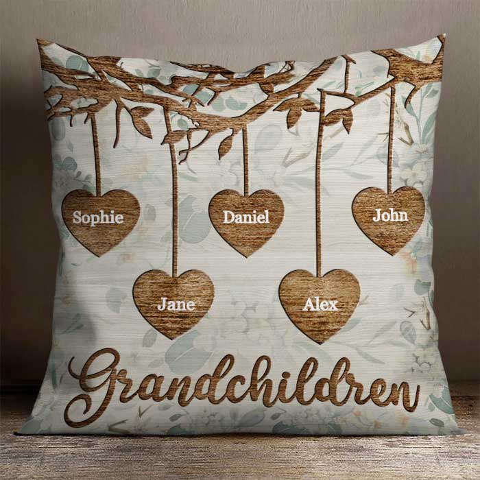 Les petits-enfants rendent la vie plus belle – Cadeau pour grand-mère, oreiller personnalisé (coussin inclus)
