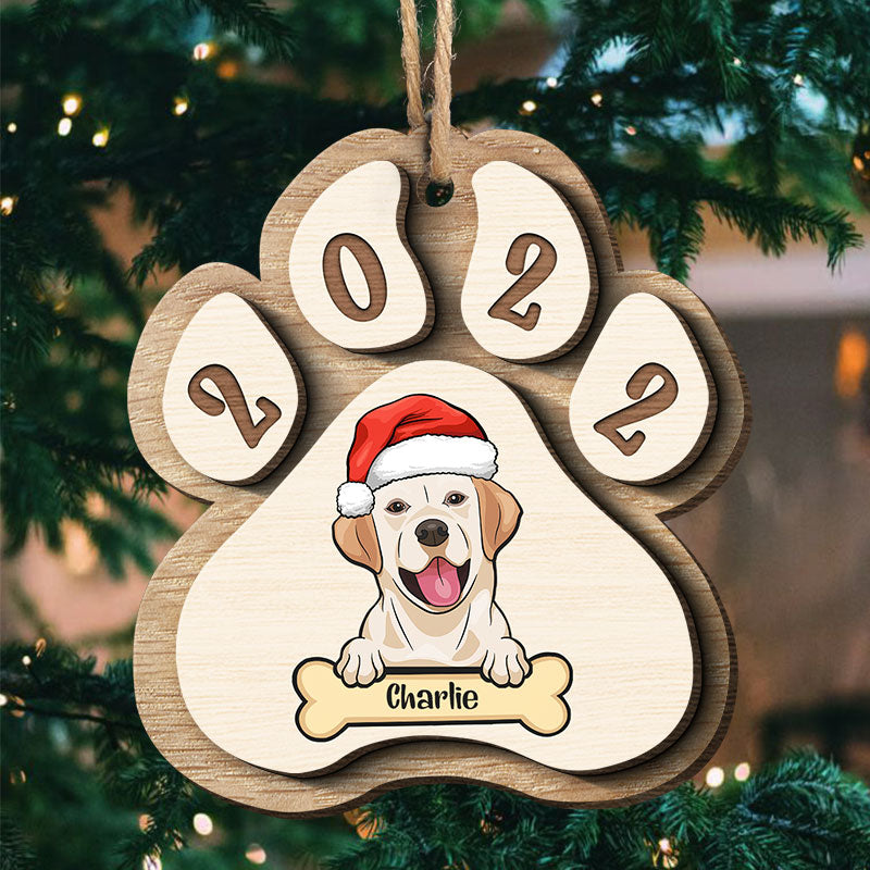 Noël approche - Décoration de Noël personnalisée en bois à 2 couches en forme de patte - Cadeau pour les amoureux des animaux, cadeau de Noël