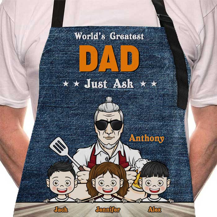 Le meilleur papa du monde - Tablier personnalisé - Cadeau pour papa, grand-père