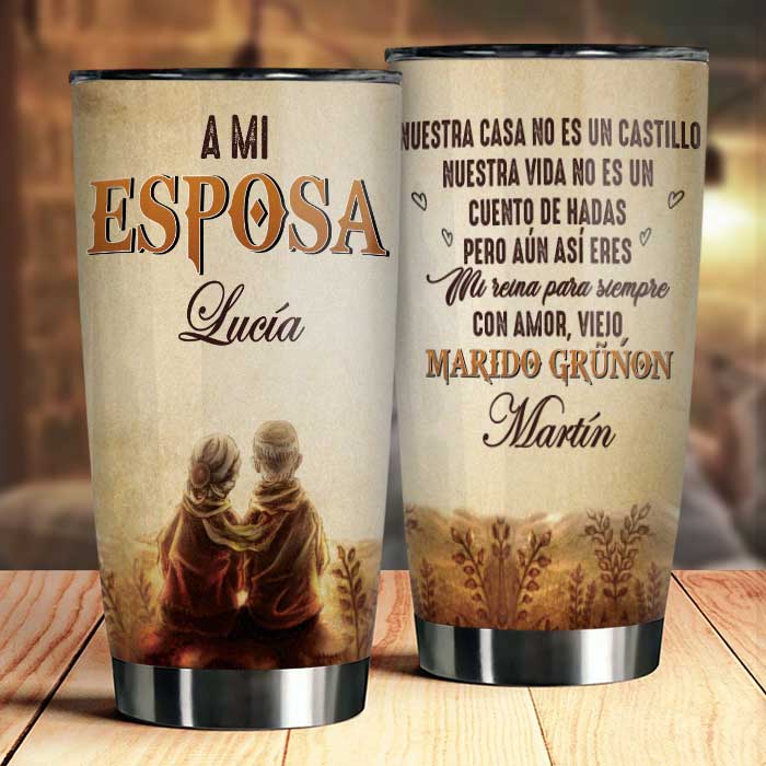 A Mi Esposa - Eres Mi Reina Para Siempre - Cadeau pour les couples, mari femme - Tumbler personnalisé espagnol 
