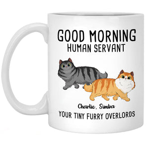 Bonjour, serviteur humain - Tasse personnalisée pour chat - Cadeau pour les propriétaires et les amoureux des animaux