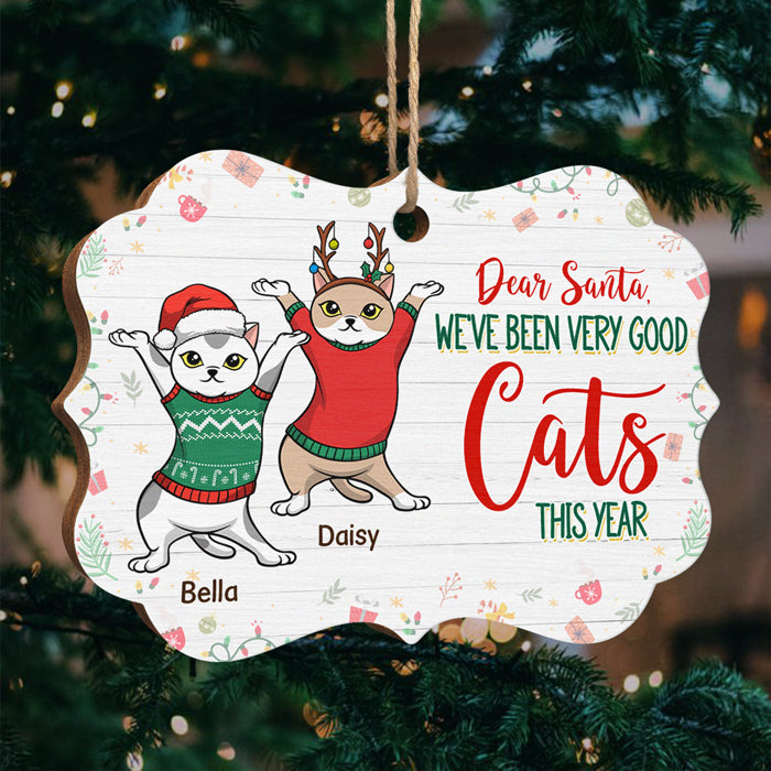 Cher Père Noël, nous avons été de bons chats cette année - Décoration de Noël en bois personnalisée en forme de Benelux - Cadeau pour les amoureux des animaux, cadeau de Noël