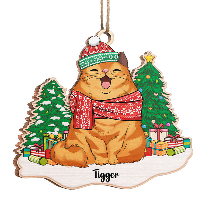 Sapin de Noël et bébé en fourrure - Décoration personnalisée pour chien et chat - Forme unique en bois - Cadeau de Noël pour propriétaires et amoureux des animaux