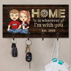 La maison est là où je suis avec toi - Porte-clés personnalisé, porte-clés - Cadeaux d'anniversaire, cadeau pour couples, mari et femme