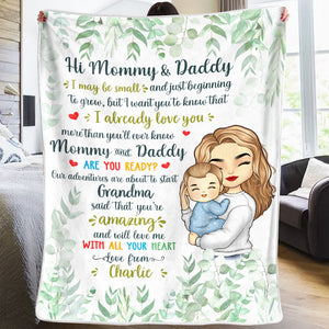 Our Adventures Are About To Start - Family Personalized Custom Baby Blanket - Baby Shower Gift, Gift For First Mom